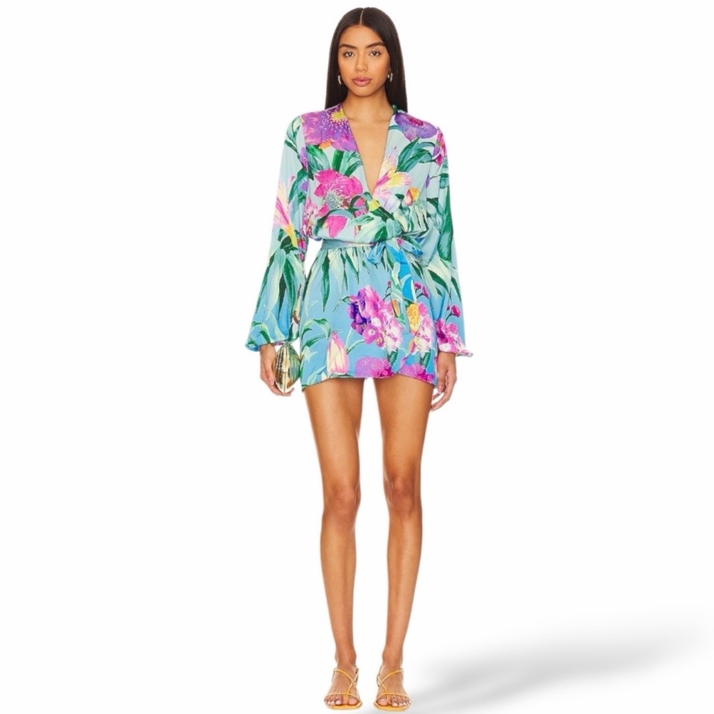 Sold Out - NWT Orig $395 ROCOCO SAND Ocean floral island Mini Dress - Small